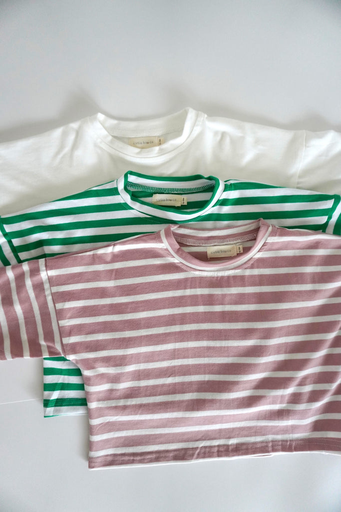 cutie bum original: oversized t-shirt and short set (pink stripe)
