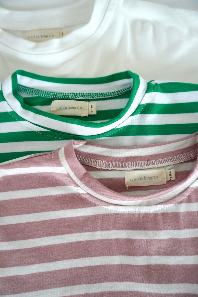 cutie bum original: oversized t-shirt and short set (pink stripe)